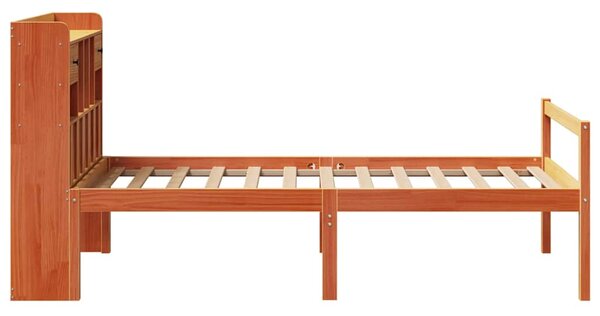Postel s knihovnou bez matrace hnědá 75x190 cm masivní borovice 3322065