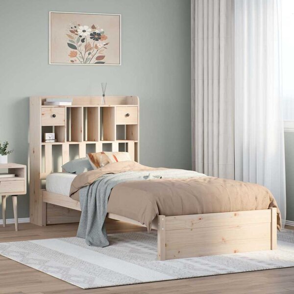 Postel s knihovnou bez matrace 75 x 190 cm masivní borovice 3322403