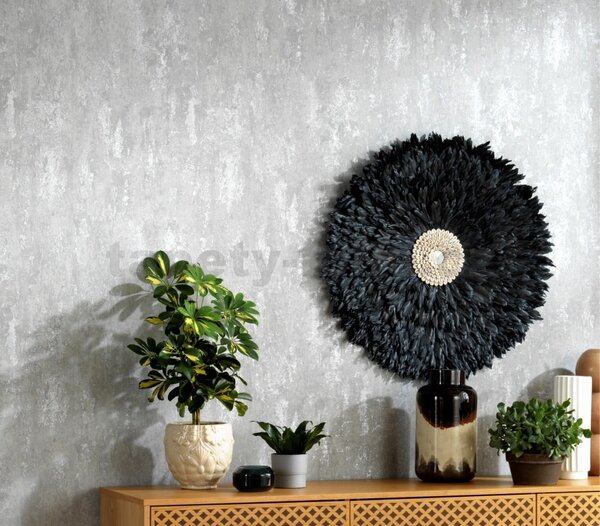 Vliesové tapety na zeď Casual Chic 10273-31, rozměr 10,05 m x 0,53 m, moderní vertikální stěrka šedá se stříbrnými odlesky, Erismann