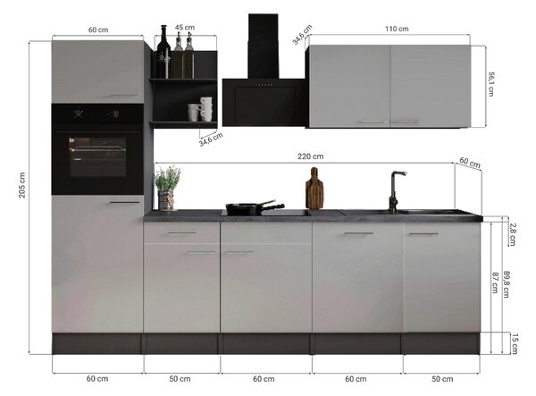 KUCHYŇSKÝ BLOK 280 cm Respekta - Online Only kuchyňské linky, Online Only