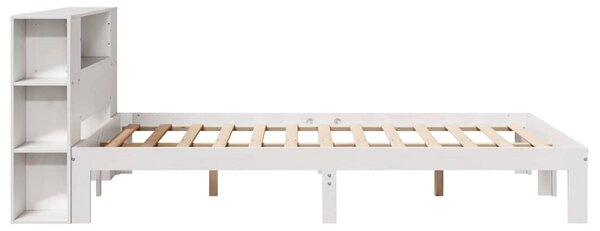 Postel s knihovnou bez matrace bílá 135x190 cm masivní borovice 3322510