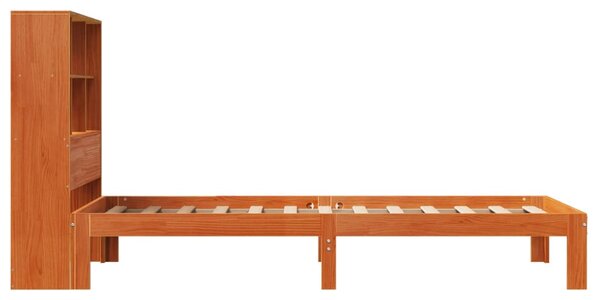 Postel s knihovnou bez matrace hnědá 100x200 cm masiv borovice 3322578