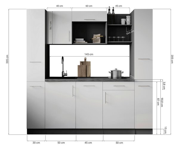 KUCHYŇSKÝ BLOK 205 cm Respekta - Online Only kuchyňské linky, Online Only