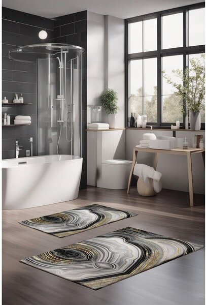 Šedé/ve zlaté barvě koupelnové předložky v sadě 2 ks 60x100 cm CT – Foutastic