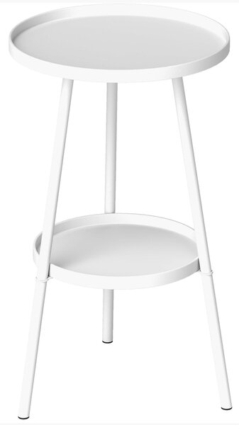 Outsunny Kulatý 2-úrovňový Zahradní Stůl, Terasový Stůl Ø32x51 cm s Spodním Plošinou a Kovovou Konstrukcí pro Vnitřní a Venkovní Použití Bílý | Aosom