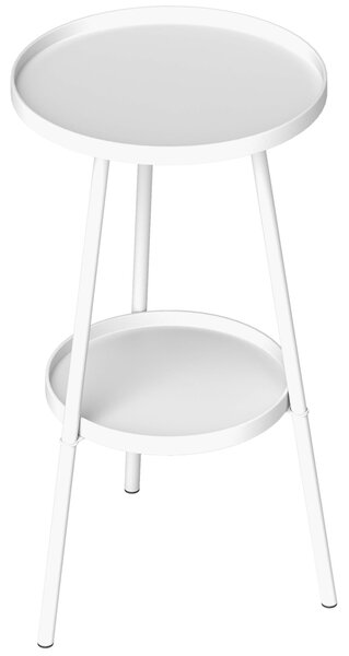 Outsunny Kulatý 2-úrovňový Zahradní Stůl, Terasový Stůl Ø32x51 cm s Spodním Plošinou a Kovovou Konstrukcí pro Vnitřní a Venkovní Použití Bílý | Aosom