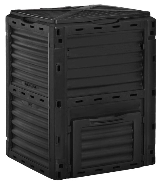 Outsunny kompostér s kapacitou 300L pro výrobu zahradního hnojiva s 48 otvory, 60,5x60,5x81,5 cm, černý | Aosom