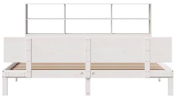 Postel s knihovnou bez matrace bílá 180x200 cm masivní borovice 3322673