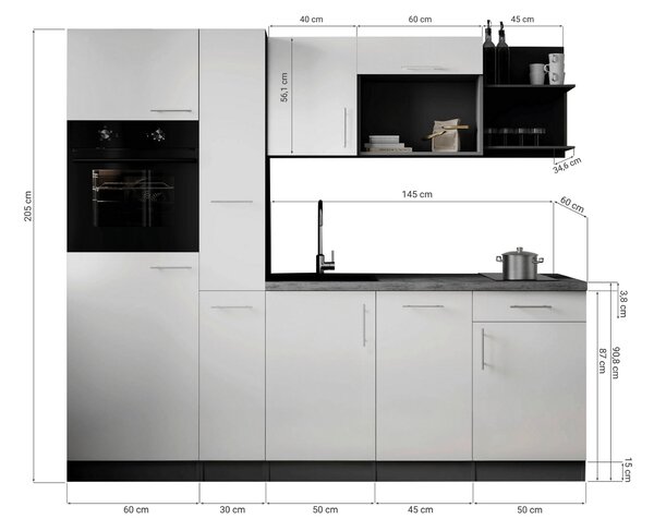 KUCHYŇSKÝ BLOK 235 cm Respekta - Online Only kuchyňské linky, Online Only