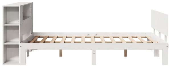 Postel s knihovnou bez matrace bílá 135x190 cm masivní borovice 3322627