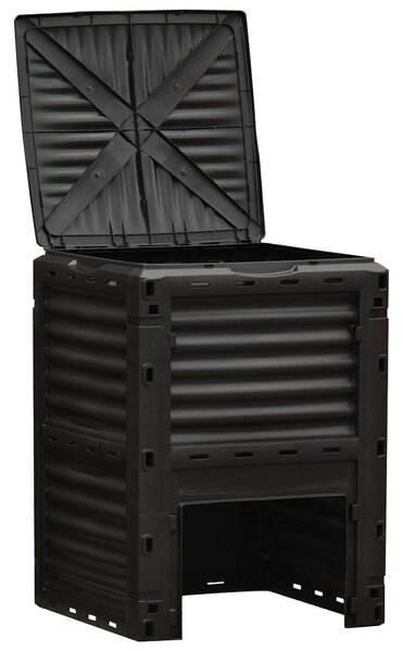 Outsunny kompostér s kapacitou 300L pro výrobu zahradního hnojiva s 48 otvory, 60,5x60,5x81,5 cm, černý | Aosom