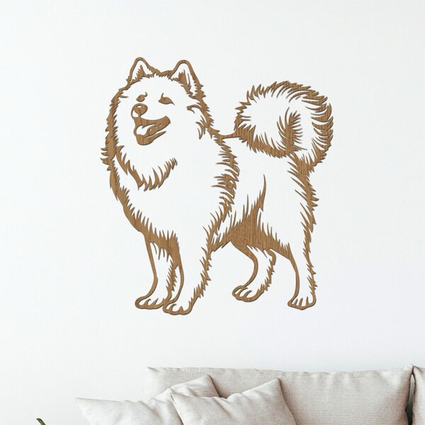 Dřevo života | Dřevěný obraz psa SAMOJED | Rozměry (cm): 36x40 | Zvolte barvu dekoru: Černá