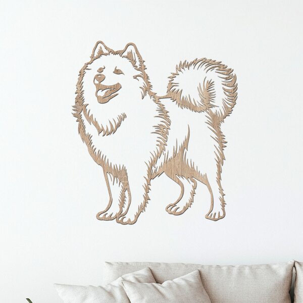 Dřevo života | Dřevěný obraz psa SAMOJED | Rozměry (cm): 36x40 | Zvolte barvu dekoru: Černá