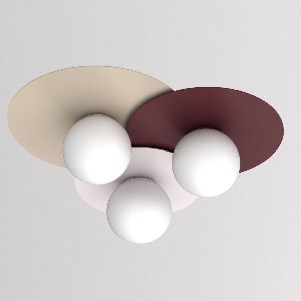 Stropní svítidlo FLAT 3xE27/15W/230V 55x60 cm béžová/krémová/burgundy