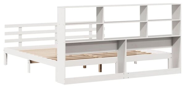 Postel s knihovnou bez matrace bílá 180x200 cm masivní borovice 3322764