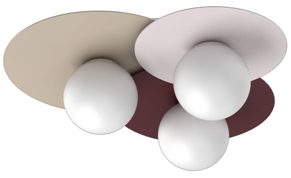 Stropní svítidlo FLAT 3xE27/15W/230V 55x60 cm béžová/krémová/burgundy