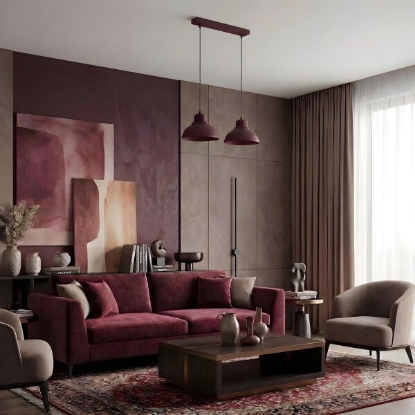 Lustr na lanku SVEN 2xE27/15W/230V burgundy