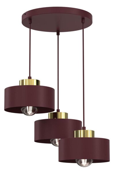 Lustr na lanku MARTI 3xE27/15W/230V burgundy/zlatá