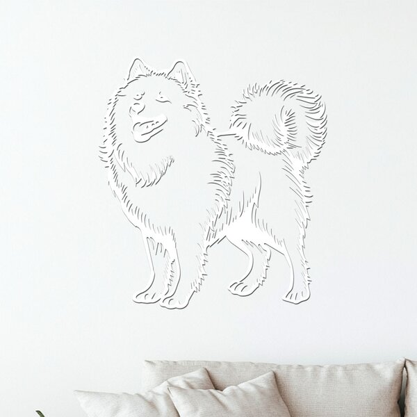 Dřevo života | Dřevěný obraz psa SAMOJED | Rozměry (cm): 36x40 | Zvolte barvu dekoru: Černá