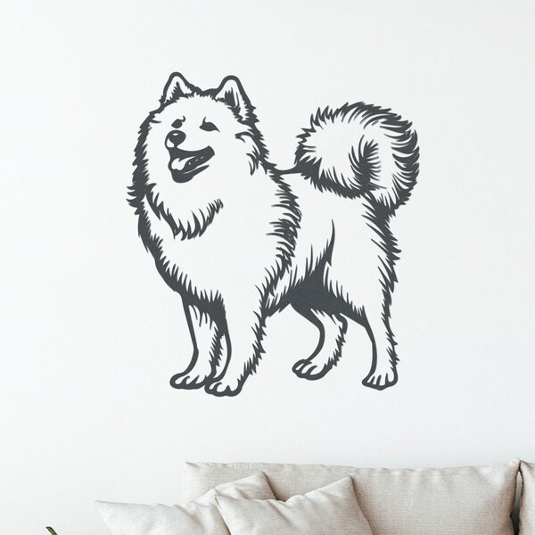 Dřevo života | Dřevěný obraz psa SAMOJED | Rozměry (cm): 36x40 | Zvolte barvu dekoru: Černá
