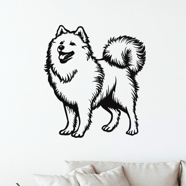 Dřevo života | Dřevěný obraz psa SAMOJED | Rozměry (cm): 36x40 | Zvolte barvu dekoru: Černá