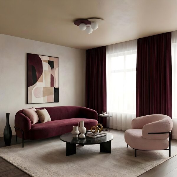 Stropní svítidlo FLAT 3xE27/15W/230V 55x60 cm béžová/krémová/burgundy