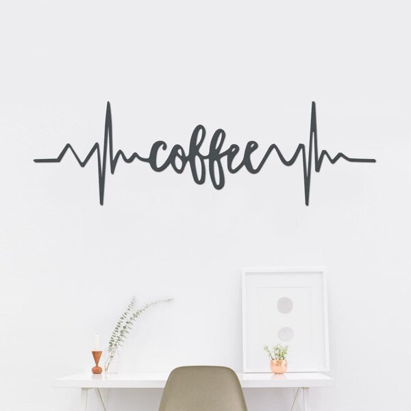 Dřevěná dekorace COFFE PULSE | Rozměry (cm): 40x12 | Zvolte barvu dekoru: Bílá