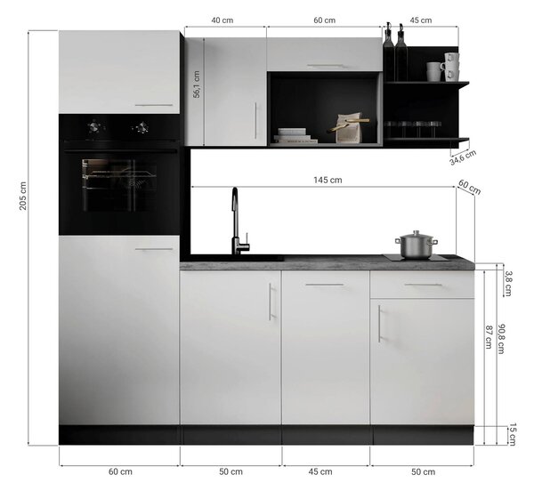 KUCHYŇSKÝ BLOK 205 cm Respekta - Online Only kuchyňské linky, Online Only