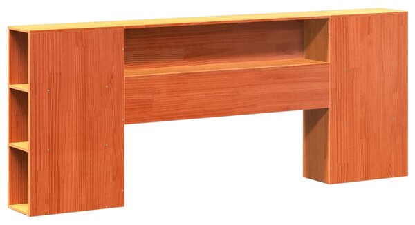Postel s knihovnou bez matrace 200 x 200 cm masivní borovice 3323172