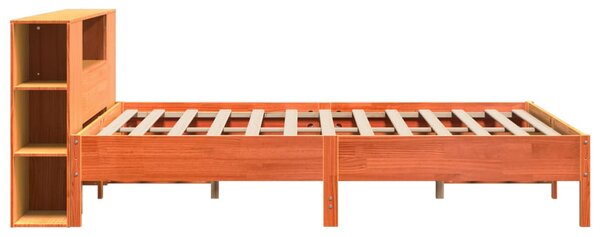 Postel s knihovnou bez matrace 200 x 200 cm masivní borovice 3322821
