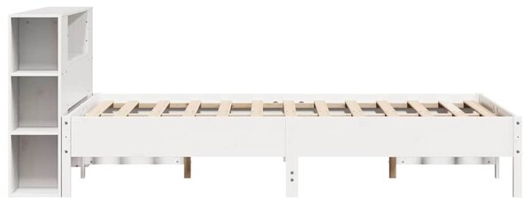 Postel s knihovnou bez matrace bílá 135x190 cm masivní borovice 3322841