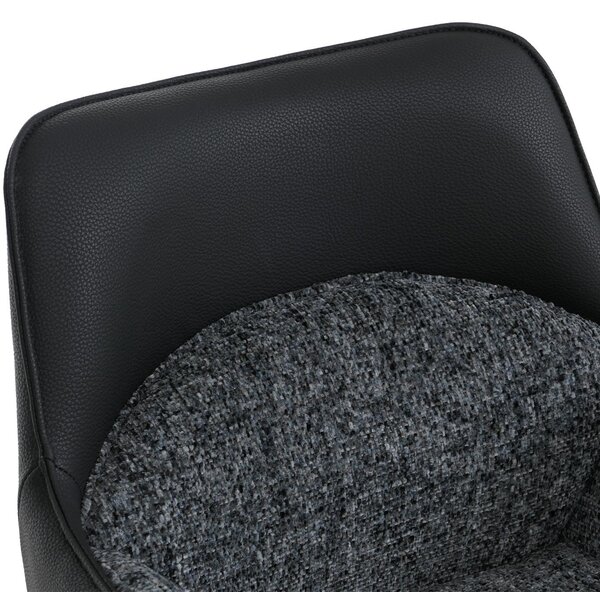 Sada dvou jídelních židlí HWC-R23, kuchyňská židle, otočná židle, potažené umělou kůží a látkou chenille (410 g/m²), barva tmavě šedá