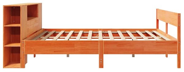 Postel s knihovnou bez matrace 200 x 200 cm masivní borovice 3322938