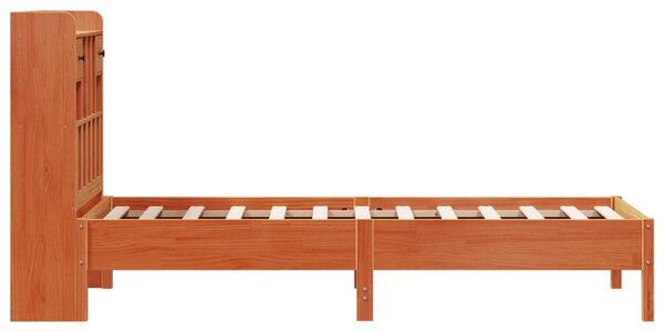 Postel s knihovnou bez matrace hnědá 75x190 cm masivní borovice 3322935