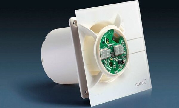 Cata E-100 GSTH koupelnový ventilátor axiální s automatem, 4W/8W, potrubí 100mm, stříbr 00900600