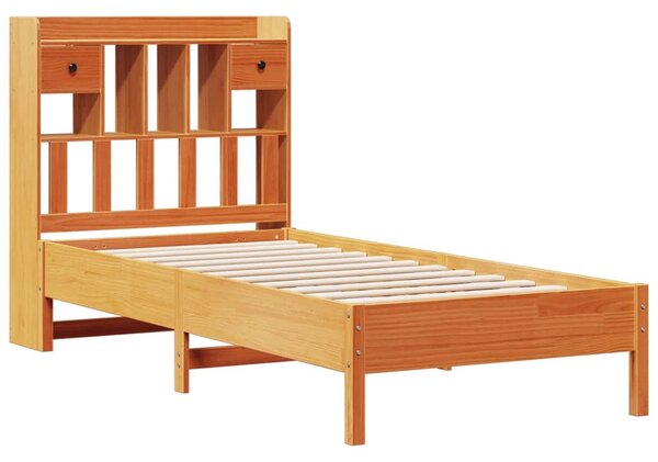 Postel s knihovnou bez matrace hnědá 75x190 cm masivní borovice 3322935