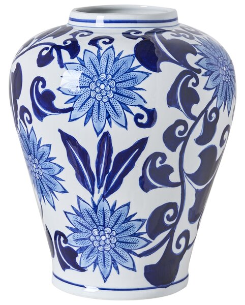 Váza na květiny GIRONA Porcelán 35 cm Bílá/Modrá