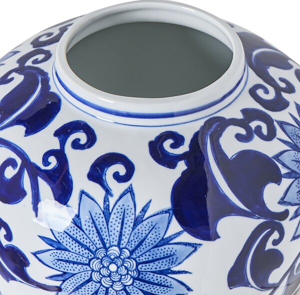 Váza na květiny GIRONA Porcelán 35 cm Bílá/Modrá