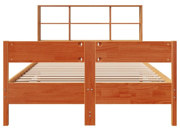 Postel s knihovnou bez matrace 140 x 190 cm masivní borovice 3323001