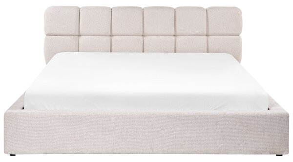 Postel s úložným prostorem Tkanina BASTON 180 x 200 cm Světle béžová