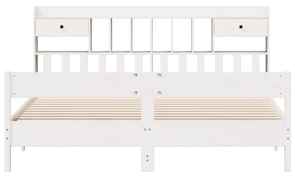 Postel s knihovnou bez matrace bílá 180x200 cm masivní borovice 3323018