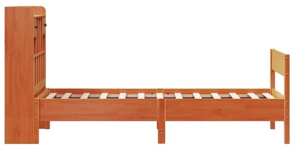 Postel s knihovnou bez matrace hnědá 75x190 cm masivní borovice 3323052