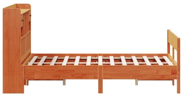 Postel s knihovnou bez matrace 160 x 200 cm masivní borovice 3323022