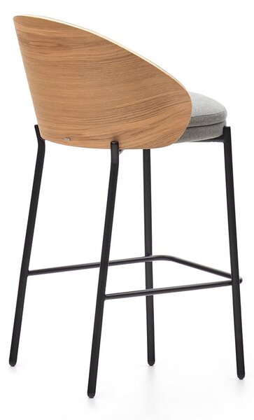 Šedá/v přírodní barvě barová židle (výška sedáku 65 cm) Eamy – Kave Home