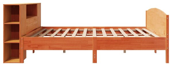 Postel s knihovnou bez matrace 200 x 200 cm masivní borovice 3323055