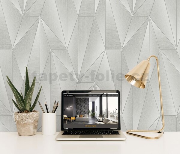 Vliesové tapety na zeď 10294-10, rozměr 10,05 m x 0,53 m, Art-Deco šedé se stříbrnými konturami, Erismannn