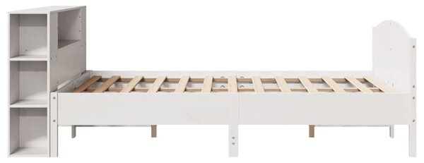 Postel s knihovnou bez matrace bílá 150x200 cm masivní borovice 3323063