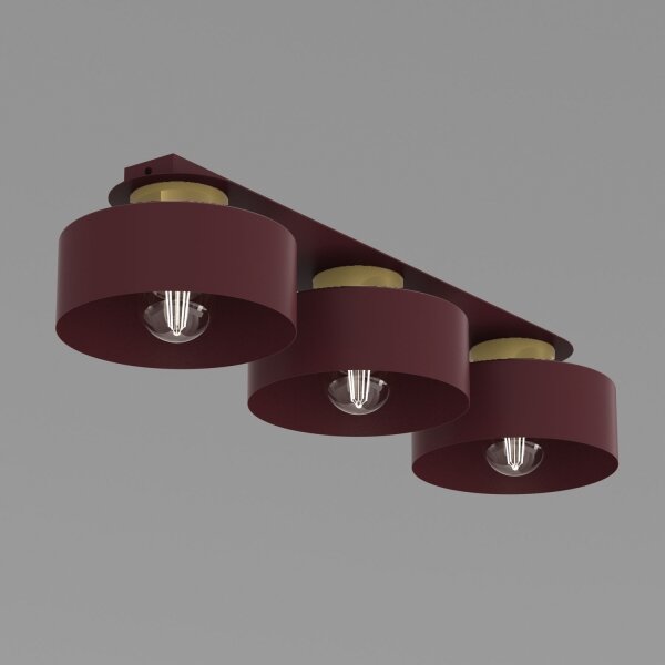 Stropní svítidlo MARTI 3xE27/15W/230V 68x20,5 cm burgundy/zlatá