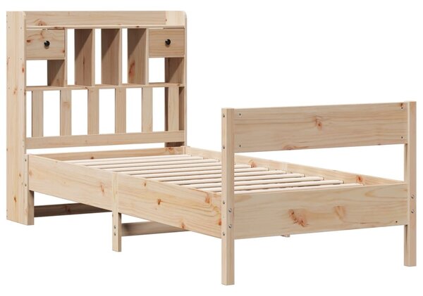 Postel s knihovnou bez matrace 75 x 190 cm masivní borovice 3323050