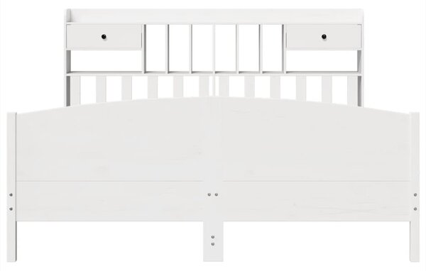 Postel s knihovnou bez matrace bílá 180x200 cm masivní borovice 3323135
